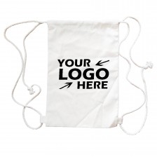 H 15.75" x W 10.5" White Canvas Drawstring Backpack